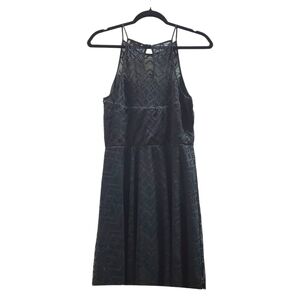 Lily Rose -Large- Black Textured Midi Dress-Euc